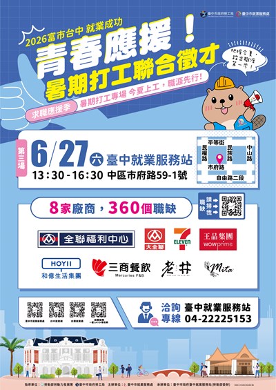 2026「富市台中 就業成功」暑期打工聯合徵才