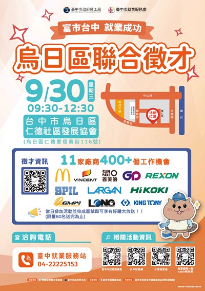 2026「富市台中 就業成功」烏日區聯合徵才